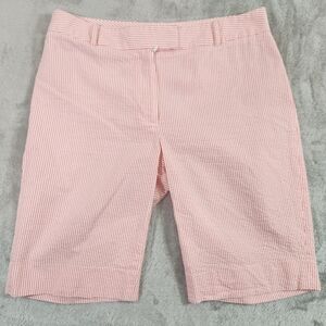 346 brooks brothers pink white seersucker bermuda shorts sz 6 100% cotton 10in